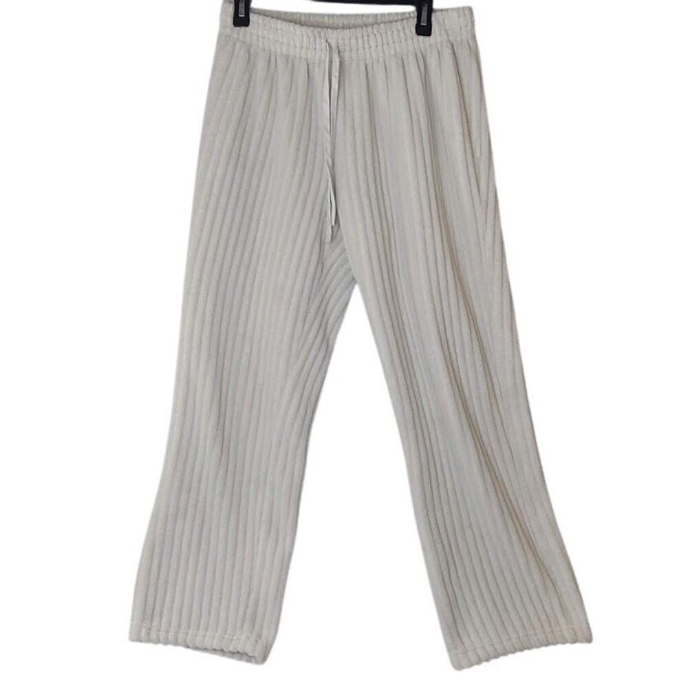 Life Rocks Womens Large White Ribbed Plush Lounge Pants